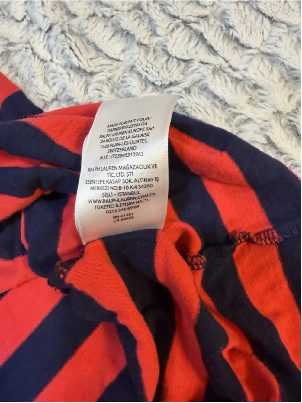 Polo Ralph Lauren Men's Red Navy Striped Logo Crew Neck Short Sleeve T-Shirt L